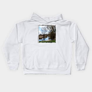 slowly the river flows through the landscape Kids Hoodie